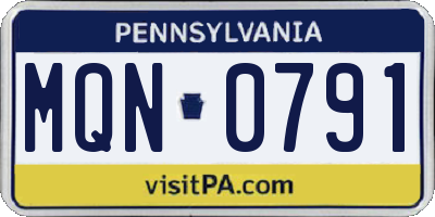 PA license plate MQN0791