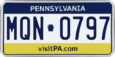 PA license plate MQN0797