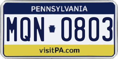 PA license plate MQN0803