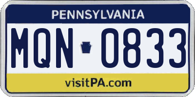 PA license plate MQN0833