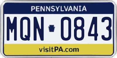 PA license plate MQN0843