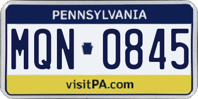 PA license plate MQN0845