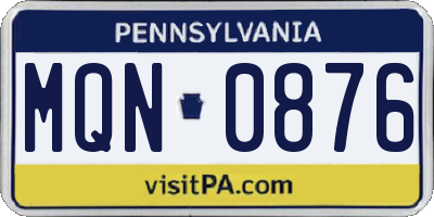 PA license plate MQN0876