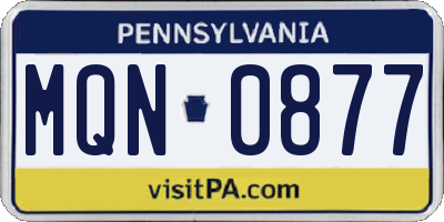 PA license plate MQN0877