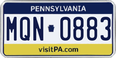 PA license plate MQN0883