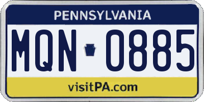 PA license plate MQN0885