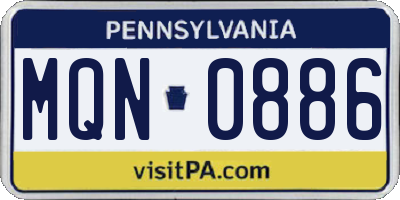 PA license plate MQN0886