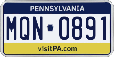 PA license plate MQN0891