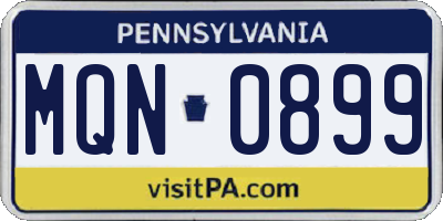 PA license plate MQN0899