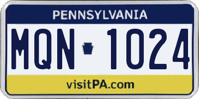 PA license plate MQN1024