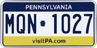PA license plate MQN1027
