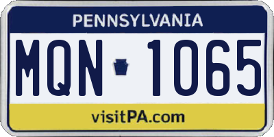 PA license plate MQN1065