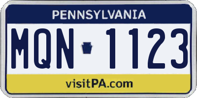 PA license plate MQN1123