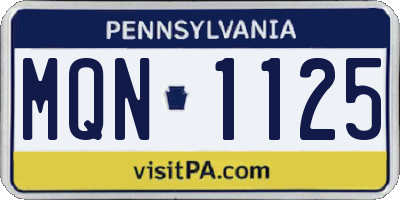 PA license plate MQN1125