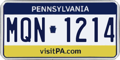 PA license plate MQN1214