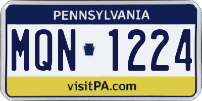 PA license plate MQN1224