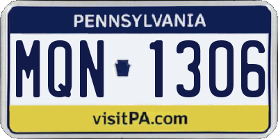 PA license plate MQN1306