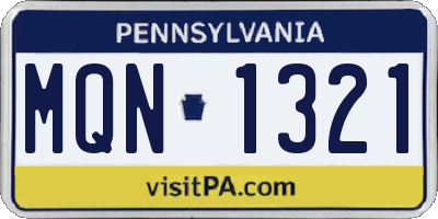 PA license plate MQN1321