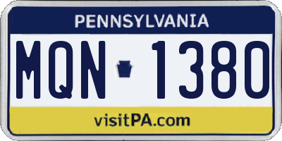 PA license plate MQN1380