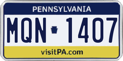 PA license plate MQN1407