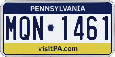 PA license plate MQN1461