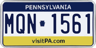 PA license plate MQN1561