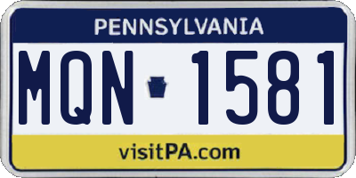 PA license plate MQN1581