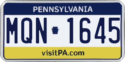PA license plate MQN1645