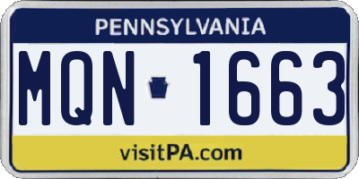 PA license plate MQN1663