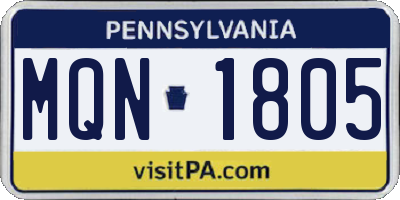 PA license plate MQN1805