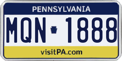 PA license plate MQN1888