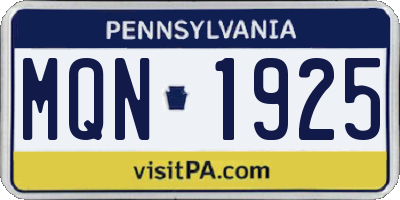 PA license plate MQN1925