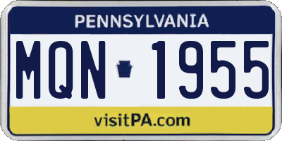 PA license plate MQN1955