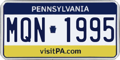PA license plate MQN1995