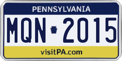 PA license plate MQN2015