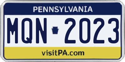 PA license plate MQN2023
