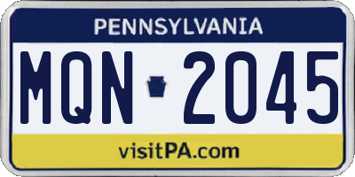 PA license plate MQN2045