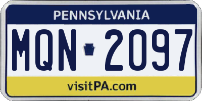 PA license plate MQN2097
