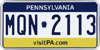 PA license plate MQN2113