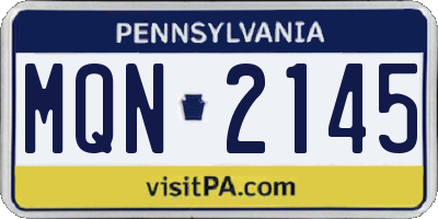 PA license plate MQN2145