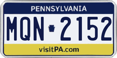 PA license plate MQN2152