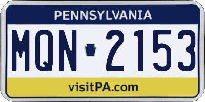 PA license plate MQN2153