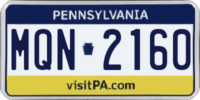 PA license plate MQN2160