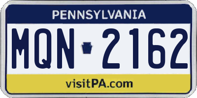 PA license plate MQN2162