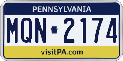 PA license plate MQN2174