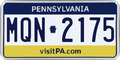 PA license plate MQN2175