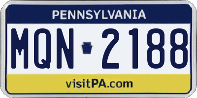 PA license plate MQN2188