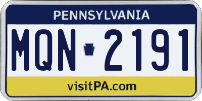 PA license plate MQN2191