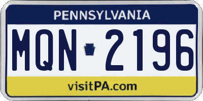 PA license plate MQN2196
