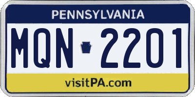 PA license plate MQN2201